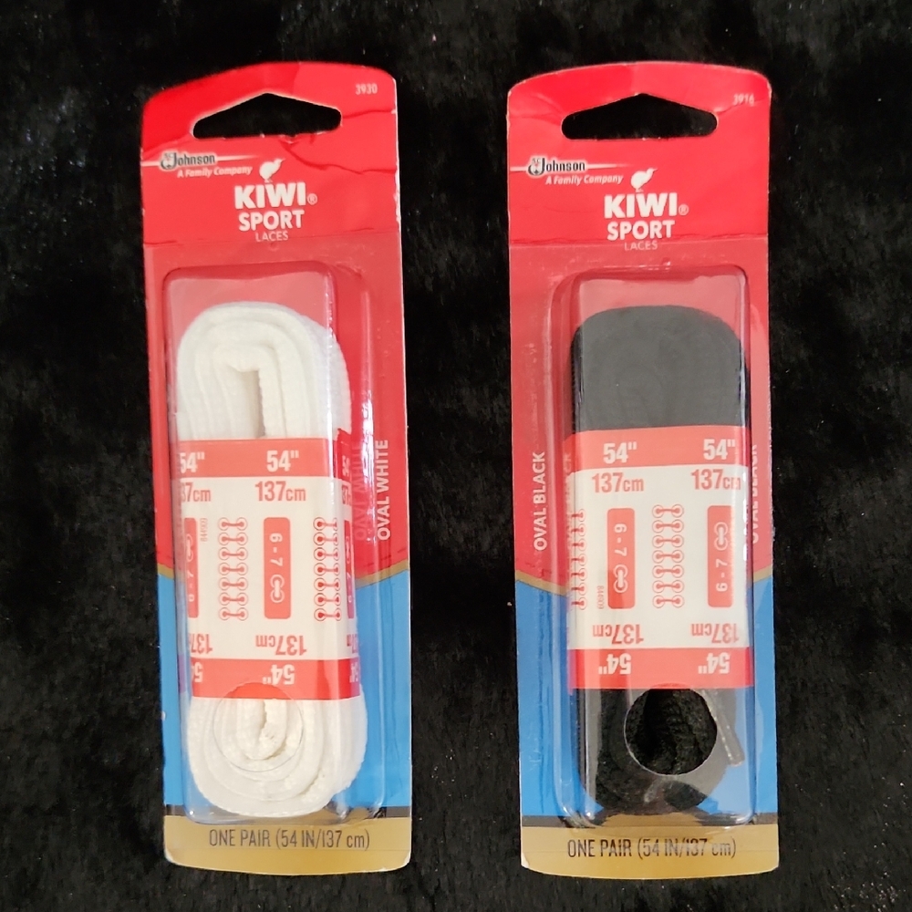 Kiwi Sport Oval Laces 2 Pair- Black and White